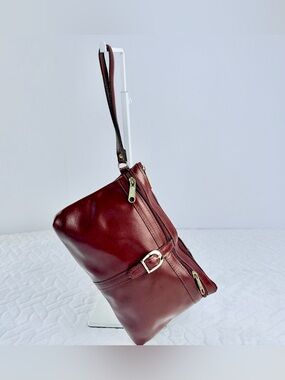 Vintage 80s Oxblood Clutch YKK Zippers Made in Dominican Republic dual pocket